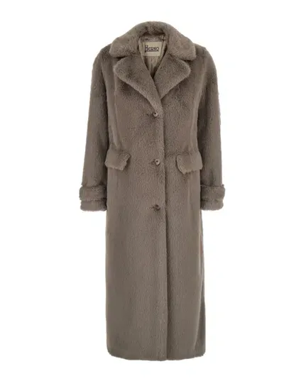 Herno Cappotto Visone Faux Fur In Dove Grey