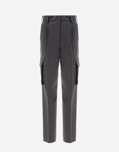 Herno Cargo Trousers In Soft Wool In Iron