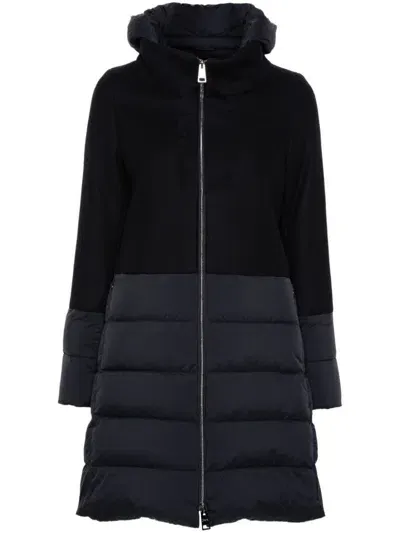 Herno Coat In Wool And Nylon In Black