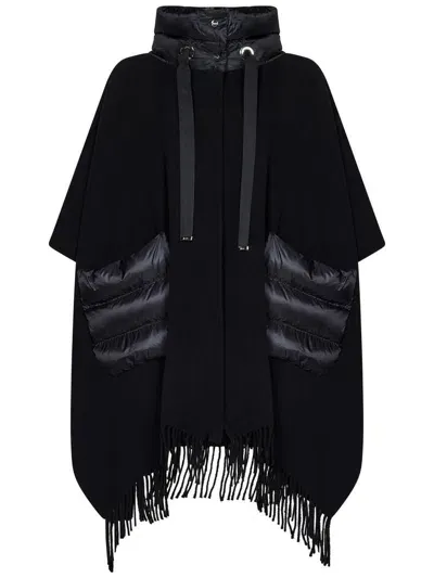 Herno Poncho Resort In Warmy E Nylon Ultralight In Black