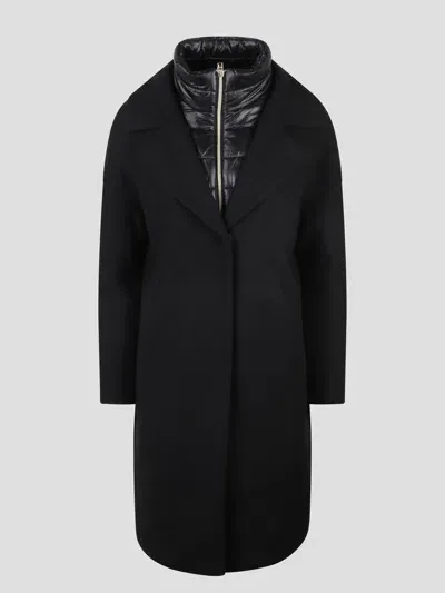 Herno Double-front Coat In Black