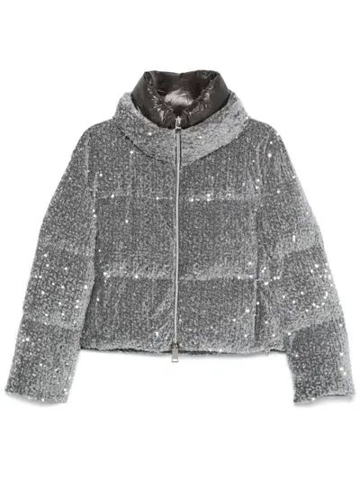 Herno Down-feather Filling Padded Design Jacket In Gray