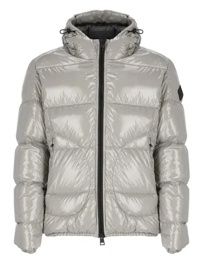 Herno Down Jacket With Logo In Grey