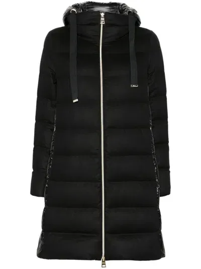 Herno Drawstring Padded Coat In Black