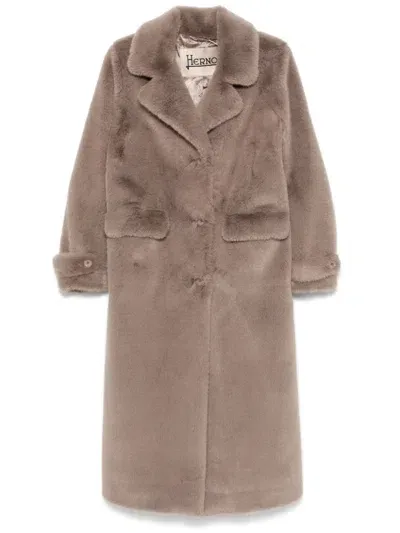 Herno Faux-fur Coat In Grey