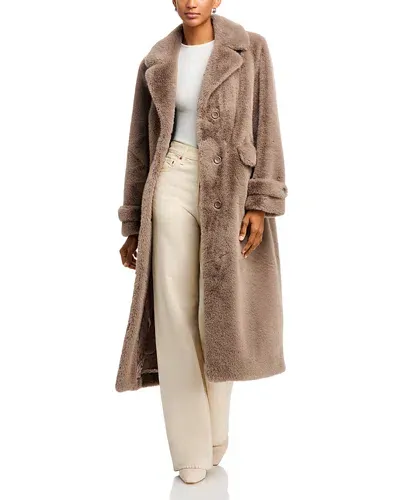 Herno Faux Fur Single Breasted Coat In Light Dove Grey