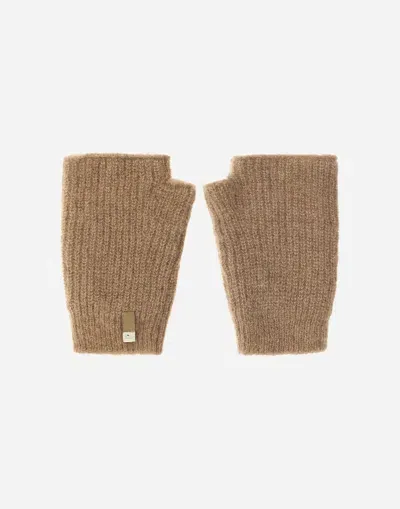 Herno Gloves In Plain Alpaca Wool In Earthenware