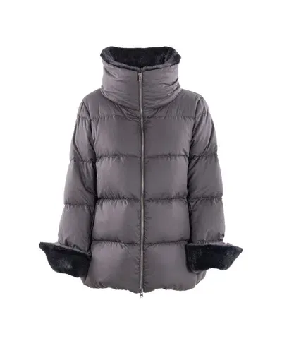 Herno High Neck Padded Coat In Black