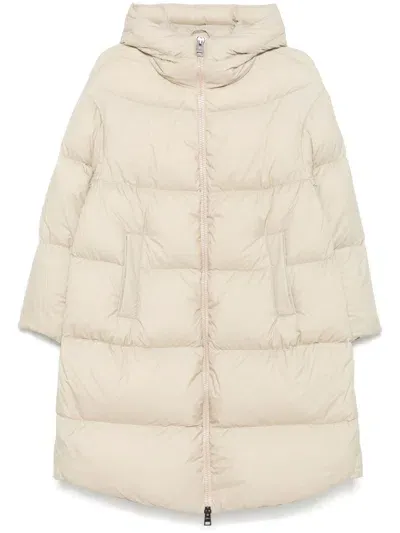 Herno Hooded Coat In Neutral