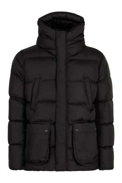 Herno Hooded Nylon Down Jacket In Black