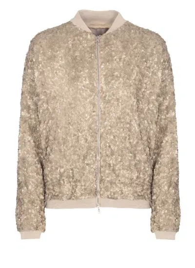 Herno Jacket With Paillettes In Neutrals