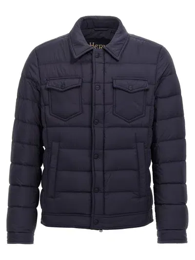 Herno La Denim Down Jacket In Blue