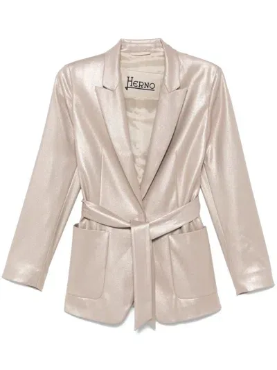 Herno Lamé Blazer In Neutrals