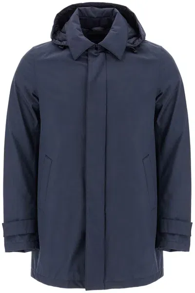 Herno Laminar Laminar Padded Carcoat In Gore-tex 2l In Blue