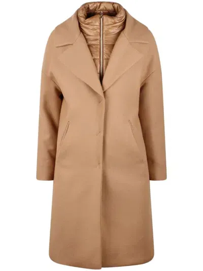 Herno Layered-design Coat In Brown