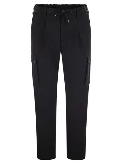 Herno Mechanical Stretch Twill Cargo Trousers In Navy Blue