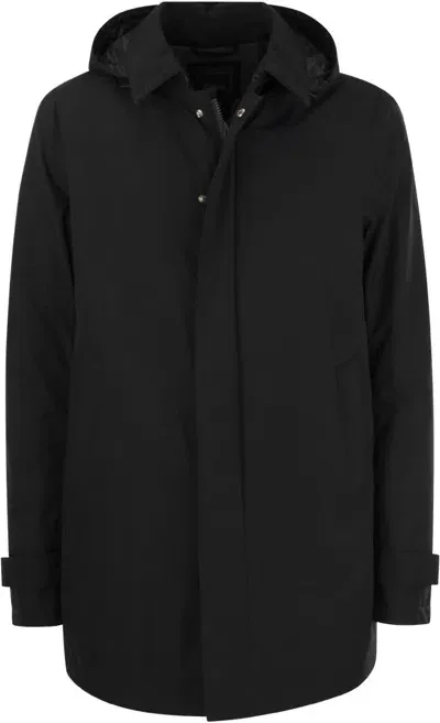 Herno Long Down Jacket With Hood In Black