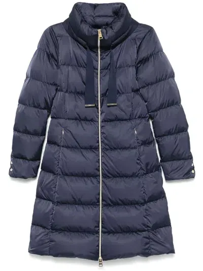 Herno Nylon Midi Down Jacket In Blue