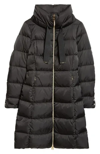 Herno Nylon Satin Down Puffer Coat In Black