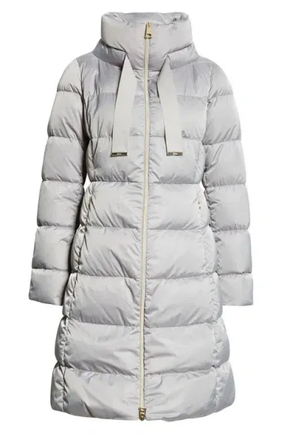 Herno Nylon Satin Down Puffer Coat In Grey