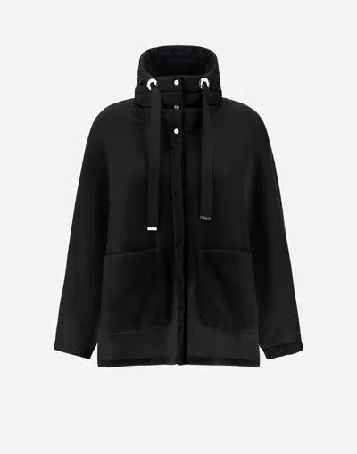 Herno Resort Jacket In Soft Poncho & Nylon Ultralight In Black