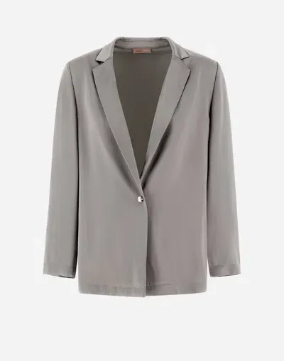 Herno Resort Blazer In Satin Effect In Light Grey