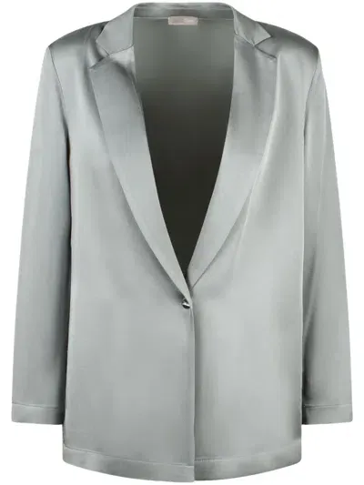 Herno Satin Blazer In Silver