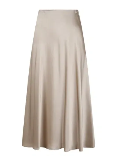 Herno Satin Fluid Skirt In Neutrals