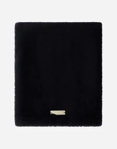 Herno Scarf In Soft Faux Fur And Nylon Ultralight In Black