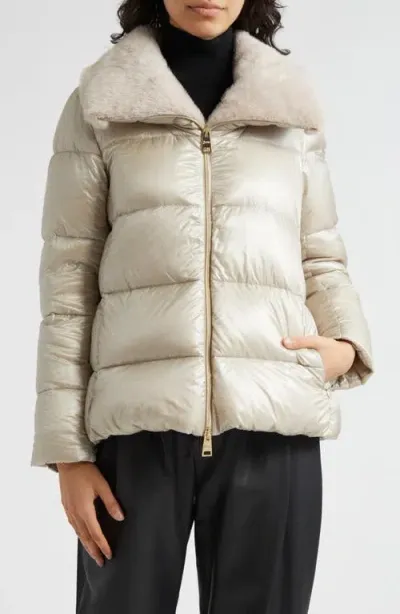 Herno Shiny Nylon Down Jacket In Champagne