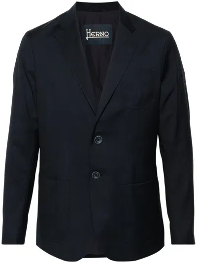 Herno Notched-lapel Single-breasted Blazer In Blue