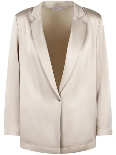 Herno Single-button Satin Blazer In Neutrals