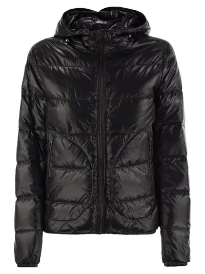 Herno Ultralight Nylon Down Bomber Jacket In Black