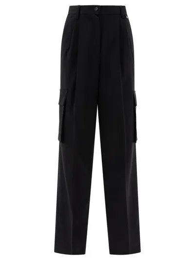 Herno Wool Blend Cargo Trousers In Black