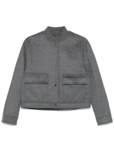 Herno Wool Bomber Jacket In Grey