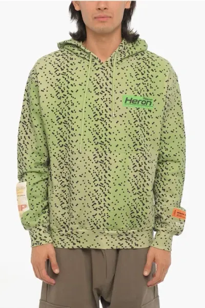 Heron Preston Gradient Effect Polka Dots Hoodie In Green