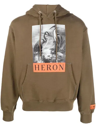 Heron Preston Graphic-print Cotton Hoodie In Grün