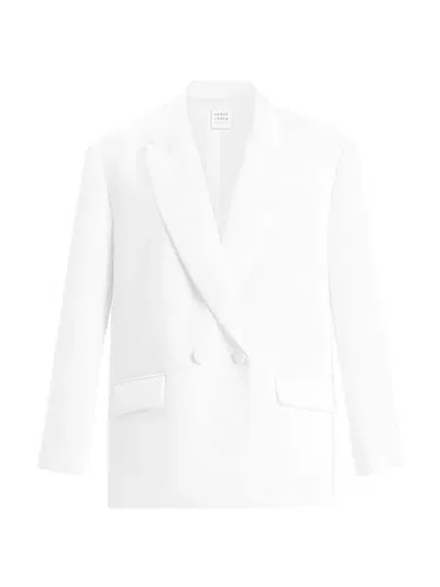 Herve Leger Women's Pim Satin Double-breasted Blazer In Alabaster