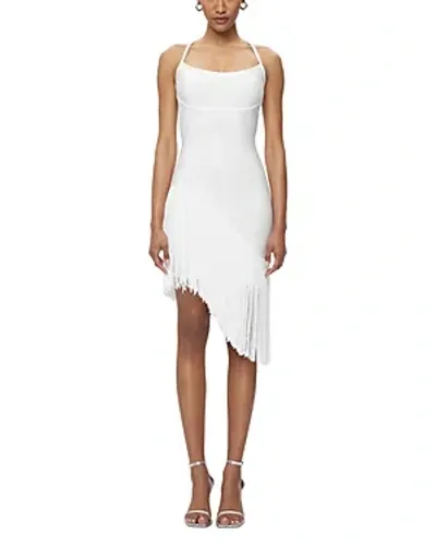 Herve Leger Zoe Fringe Dress In Alabaster