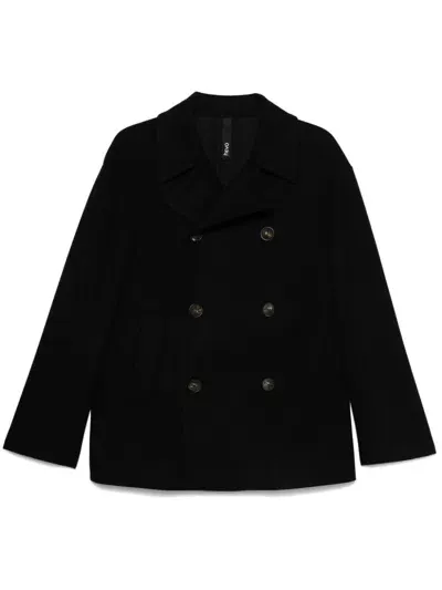 Hevo Double-breasted Peacoat In Black