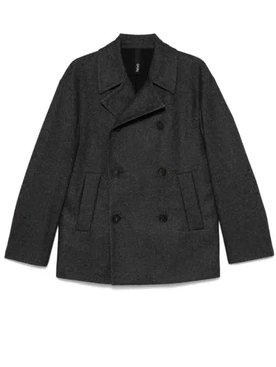 Hevo Double-breasted Peacoat In Grey