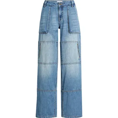 Hidden Jeans Fashion Low Rise Cargo Wide Leg Jeans In Medium Wash