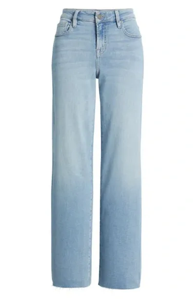 Hidden Jeans High Waist Raw Hem Wide Leg Dad Jeans In Light Wash