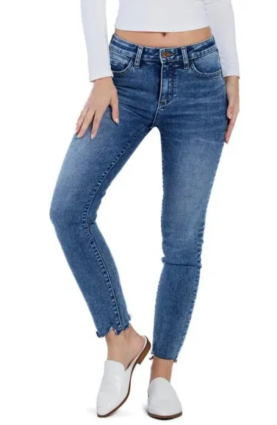 Hint Of Blu High Waist Chew Hem Skinny Jeans In Star Gazer Blue