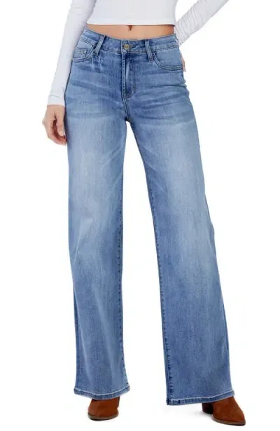 Hint Of Blu Mighty High Waist Wide Leg Jeans In Everlasting Blue