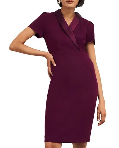 Hobbs London Amira Collared Sheath Dress In Warm Plum