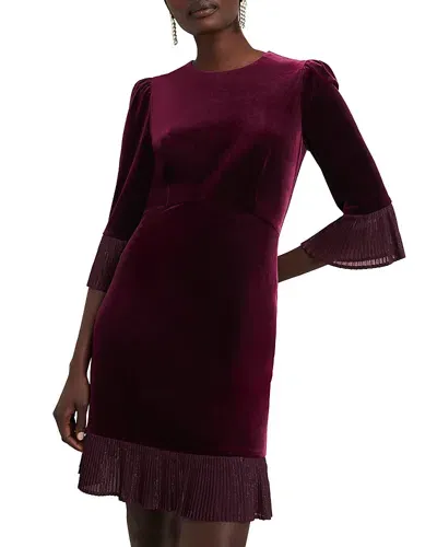 Hobbs London Ashley Velvet Dress In Warm Plum