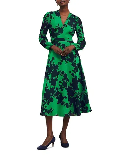 Hobbs London Aurora Midi Dress In Navy Green