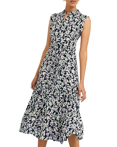 Hobbs London Esme Floral Print Sleeveless Midi Dress In Navy Multi