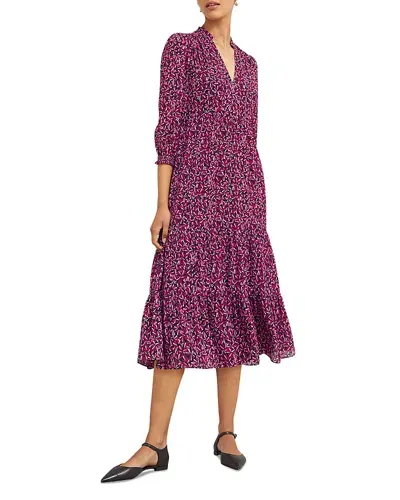 Hobbs London Freda Printed Tiered Midi Dress In Navy Multi